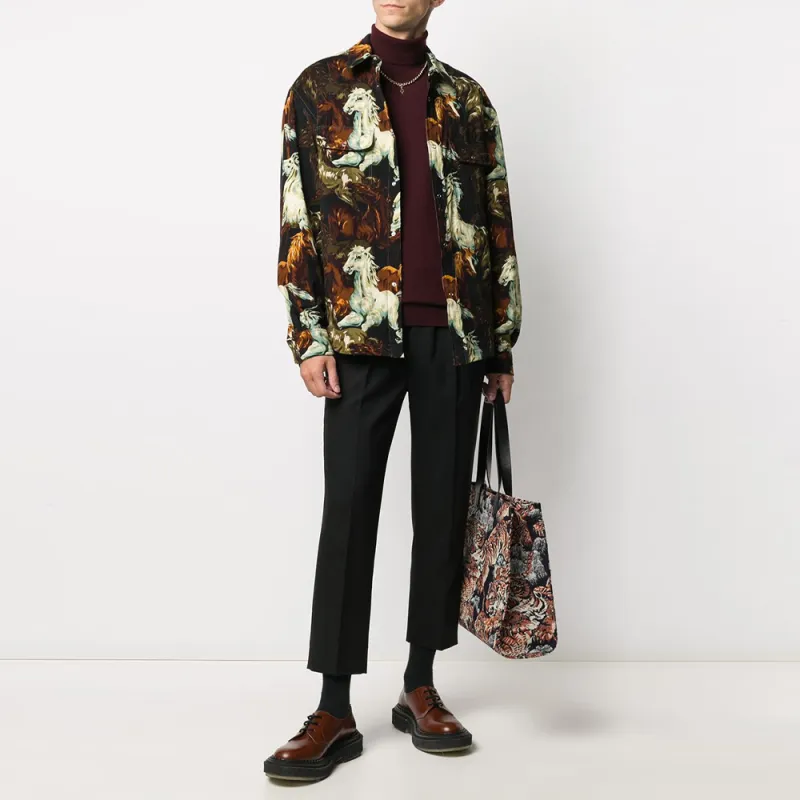 KENZO Shirts Men Black Brown-4