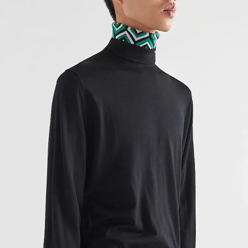 PRADA Jacquard Collar Turtlenck Sweater-4