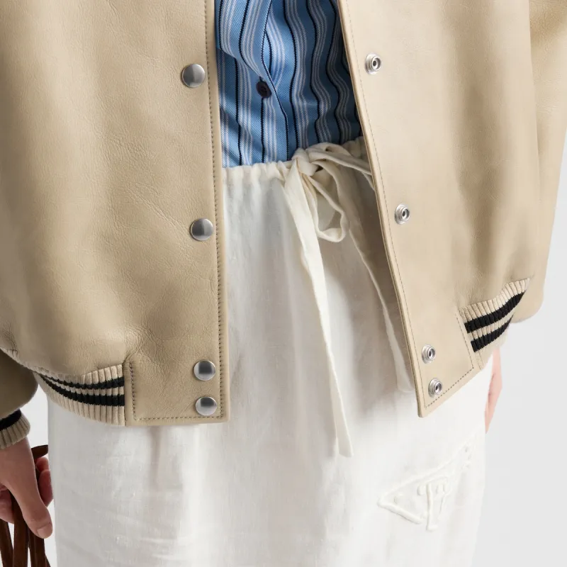 PRADA Embroidered Linen Skirt-4