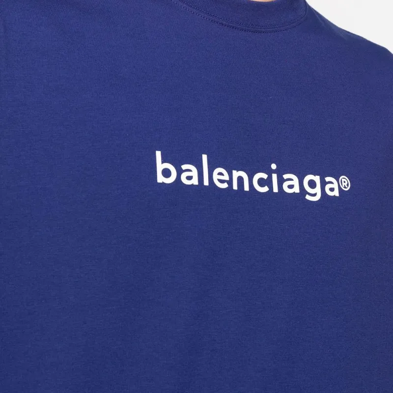 Balenciaga T Shirt Loose Fit Style Men's Blue-4