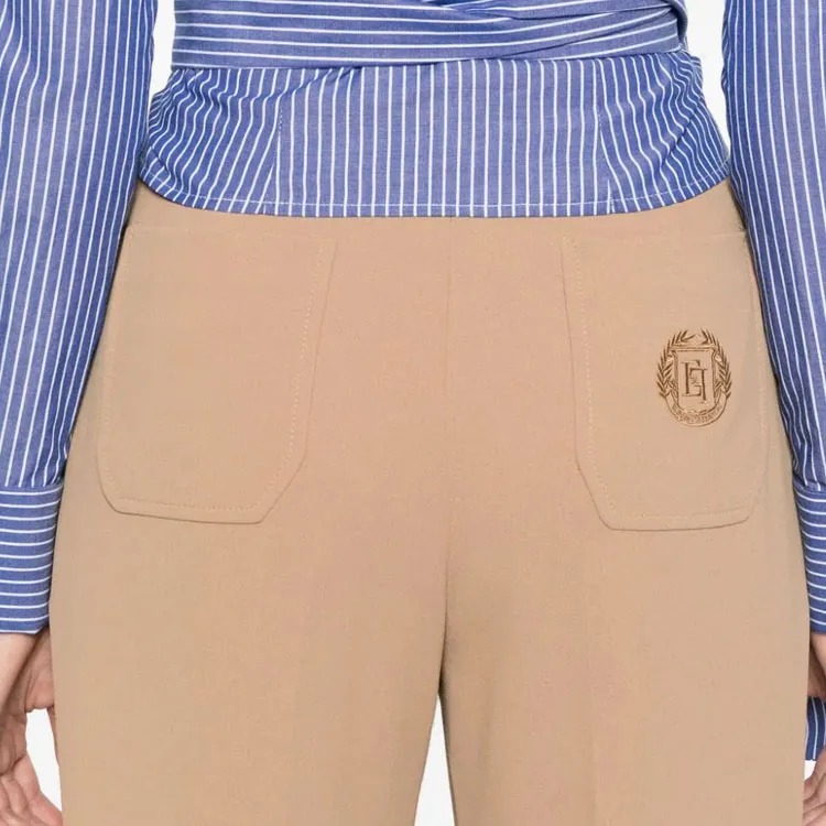 Elisabetta Franchi Logo embroidered Straight leg Trousers-3