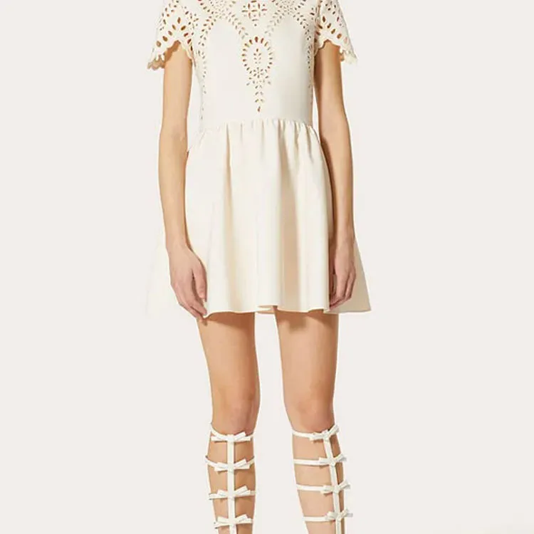 Valentino Short Sleeved Dresses Women's White-3