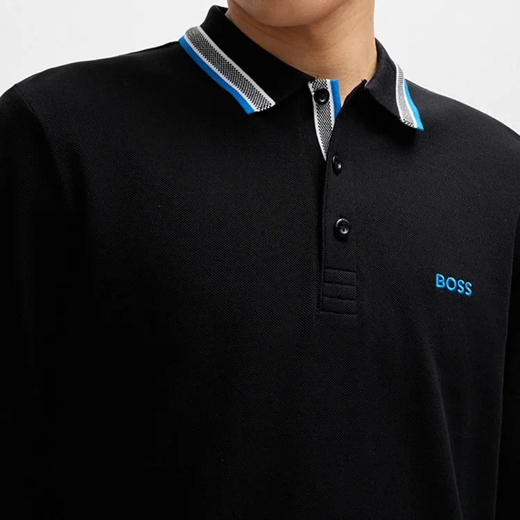 HUGO BOSS Logo Embroidered Long Sleeved Polo Shirt-4