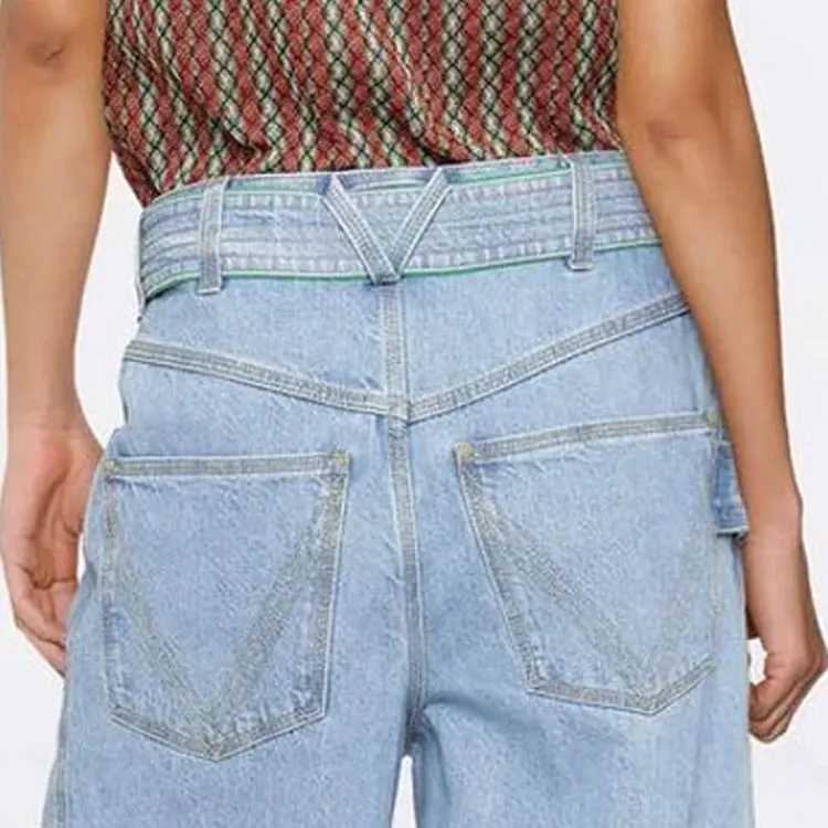 Bottega Veneta Belted Wide Leg Jeans-5