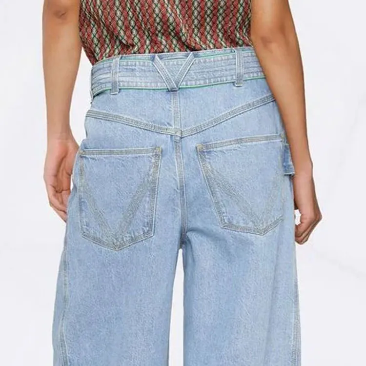 Bottega Veneta Belted Wide Leg Jeans-4