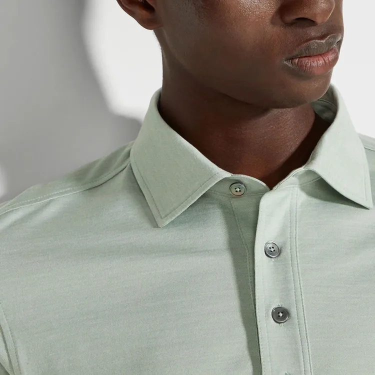 Zegna SS24 Polo Shirt Men Gray Green-4