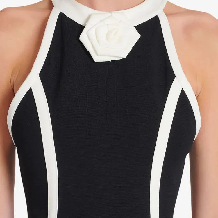 BALMAIN Floral appliqué Striped Minidress-4
