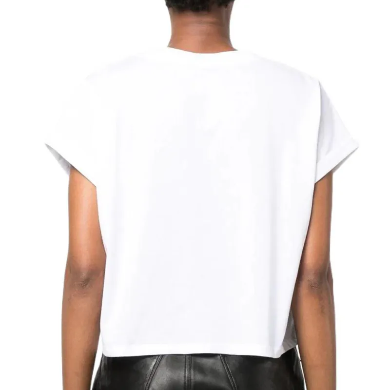 BALMAIN Flocked logo Cropped T shirt-5