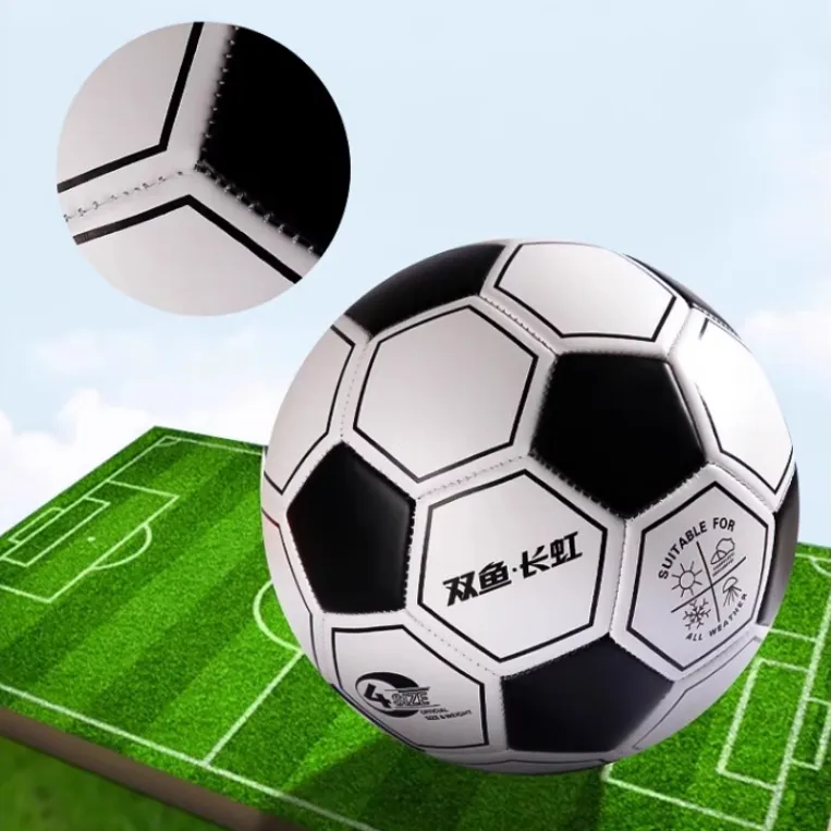DOUBLEFISH Size 4 5 Size Soccer TPU Machine Stitched Soccer Ball Unisex Black White-3