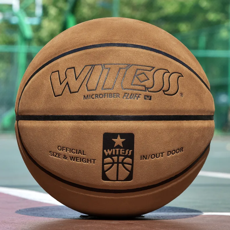 WITESS Eyewitness Series Microfiber Leather Basketball Gray Brown Size 7 Training Unisex-4