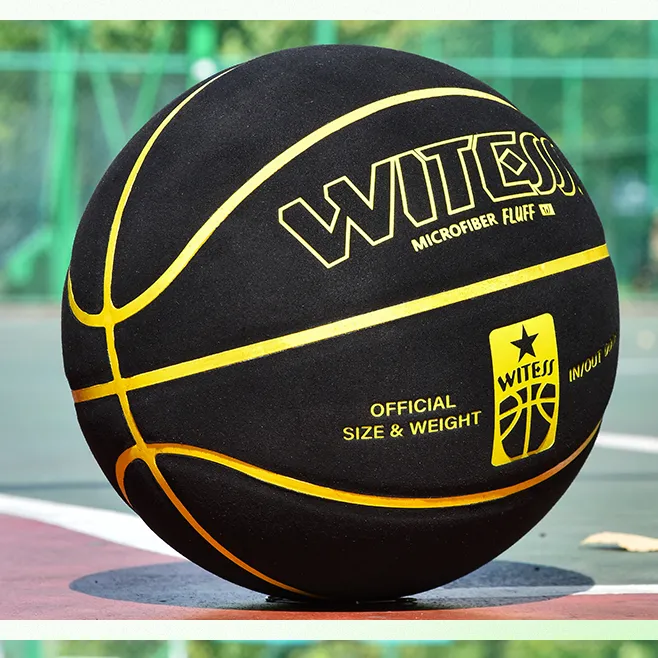 WITESS Microfiber Leather Basketball Black Size 7 Training Unisex-2