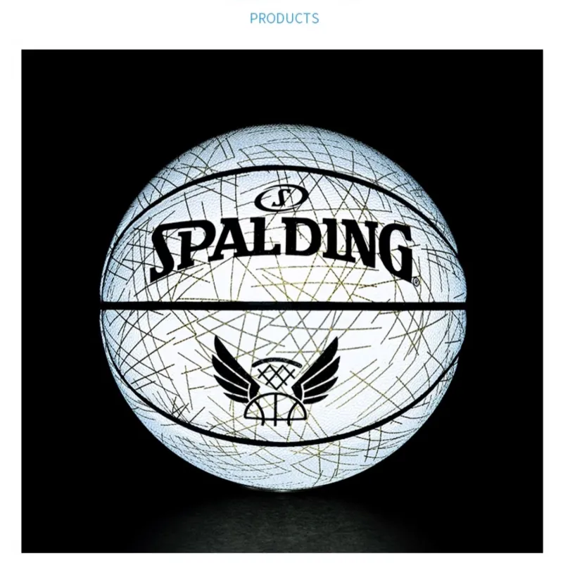 SPALDING PU Basketball White Blue Silver Size 7 Reflective Unisex-3