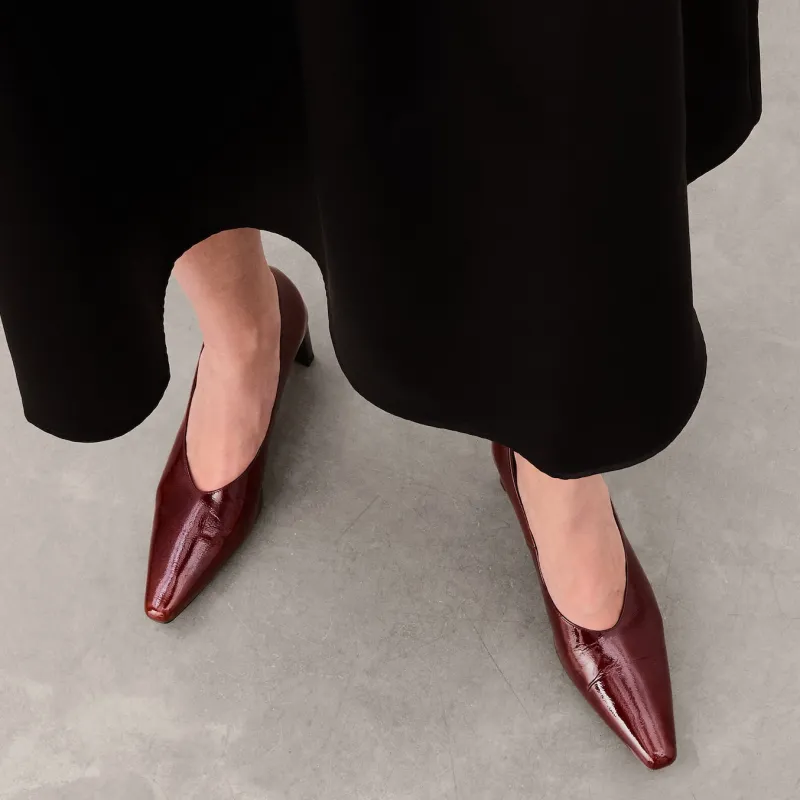 FLATTERED Chunky Heel High Heels 6.5cm Women's Brick Red-4