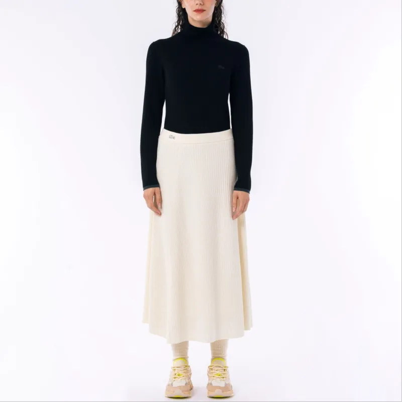 LACOSTE Casual Long Skirt Women's White-2