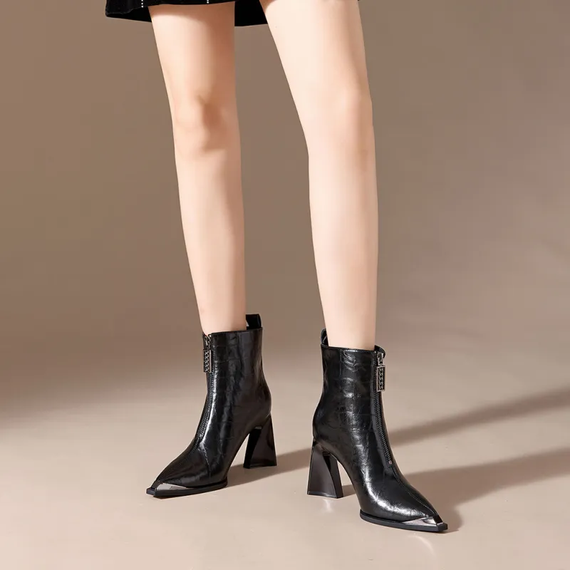FESOUNE Ankle Boots Women's Black/Brown/Angora Red-1