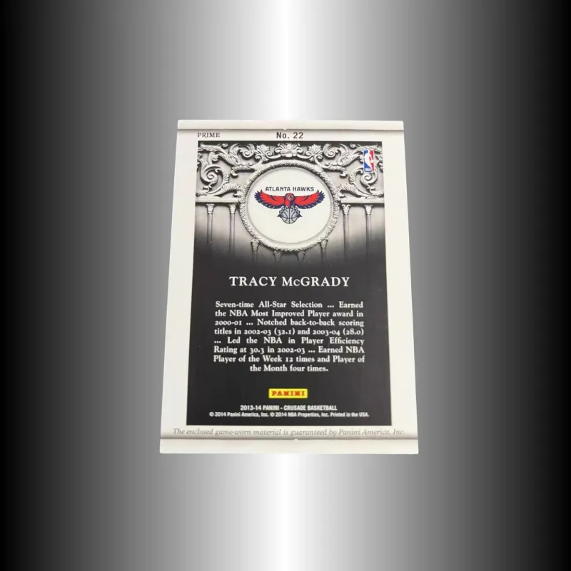 PANINI 13 14 Hawks Crusaders 25 Panel Patch Material Tracy McGrady Player Card Product Access Sports Cards 1 Pc-3