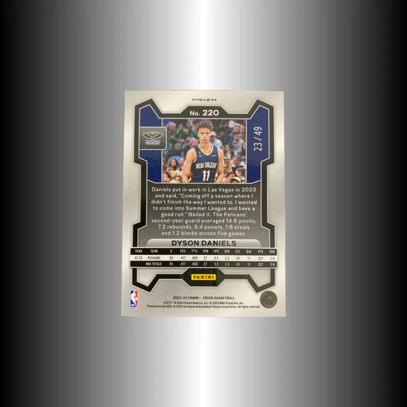 PANINI 2023 24 Prizm Dyson Daniels 23/49 Parallel Orange Folded Star Card Condition Approved Sports Cards 1 Pc-3