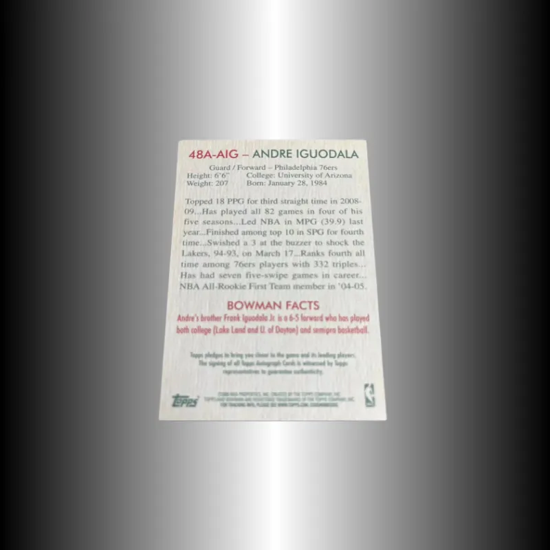 Topps Iguodala 76 Persons 2006 BOWMAN Signature Player Card Product Pass Sports Cards 1 Pc-3