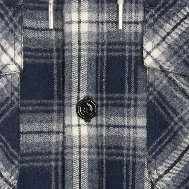 CELINE Hooded Checked Cotton Overshirt-7