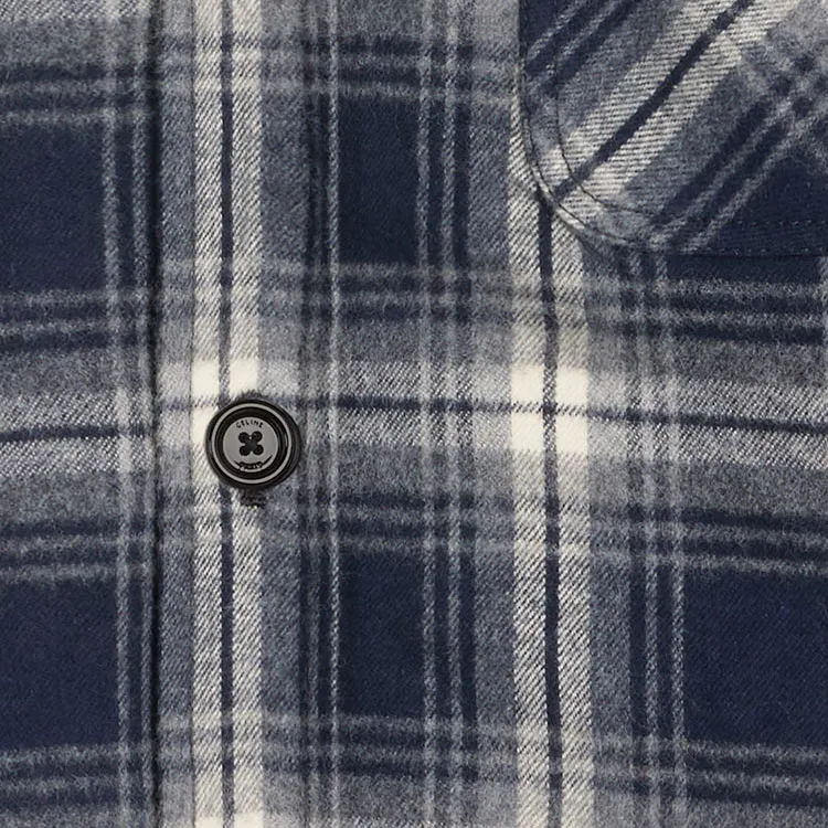 CELINE Hooded Checked Cotton Overshirt-8