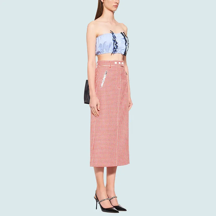 MIU MIU SS21 Strapless Top Women's Blue-4