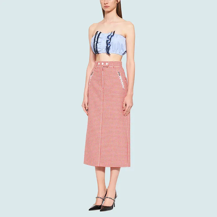 MIU MIU SS21 Strapless Top Women's Blue-2