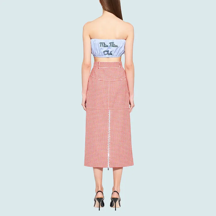 MIU MIU SS21 Strapless Top Women's Blue-3