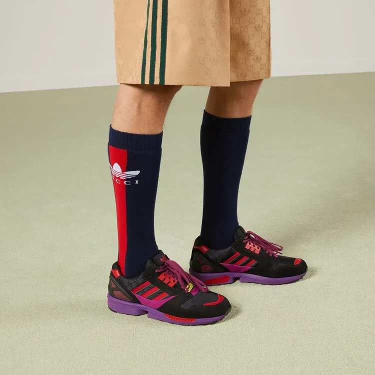 GUCCI Knee High Knee High Socks Unisex Blue Red-2