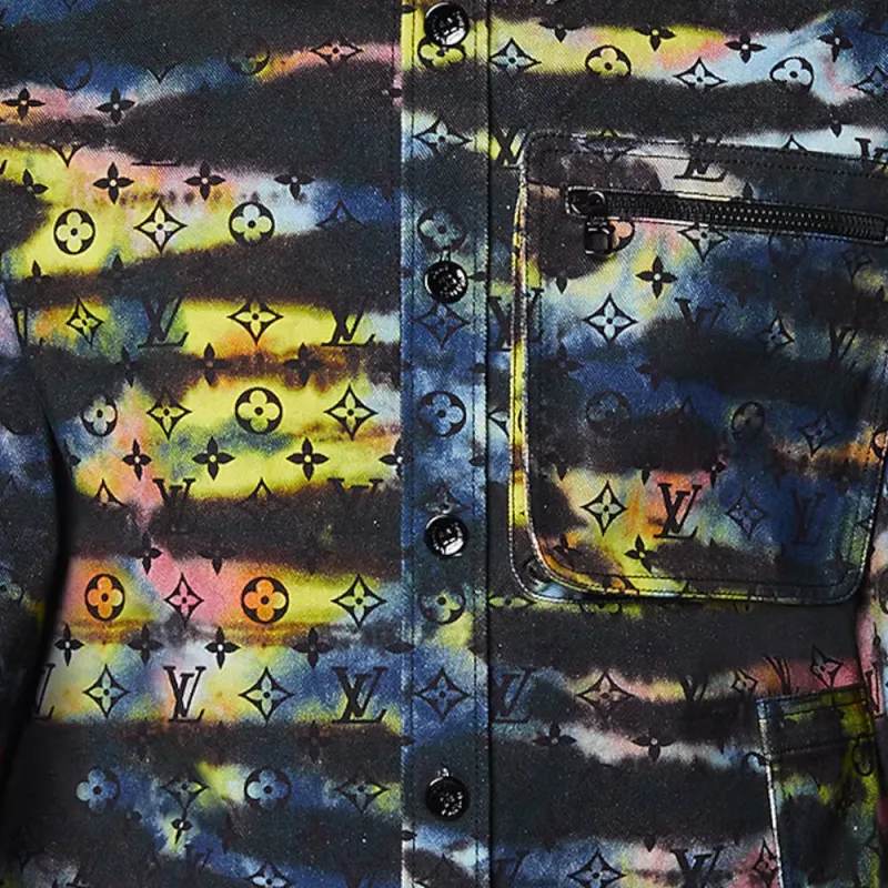 LOUIS VUITTON Printed Monogram Tie Dye Denim Shirt-5