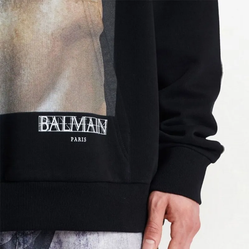 BALMAIN Graphic Printed Drawstring Hoodie-4