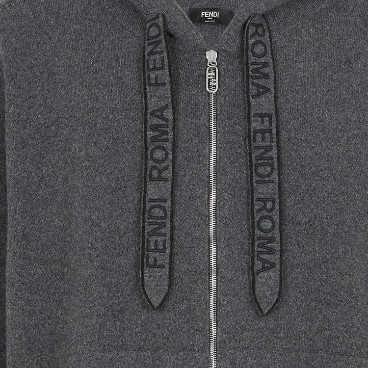 FENDI Drawstring Hooded Cardigan-3