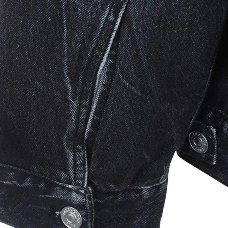 Balenciaga FW22 Denim Jacket Loose Fit Style Women's Black-6