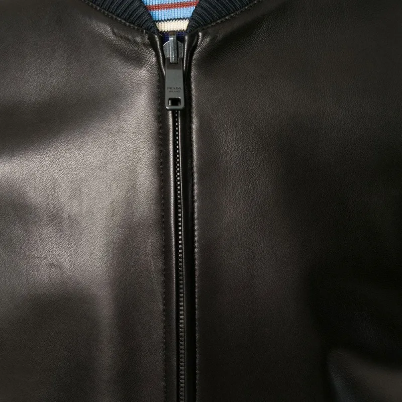 PRADA Leather Jackets Men Black-4