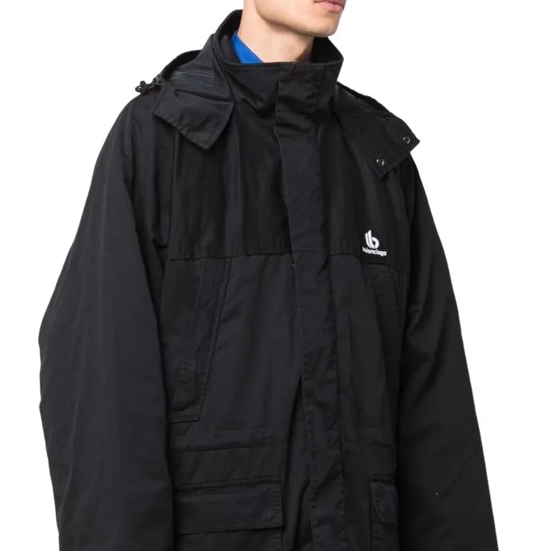 Balenciaga Parka Coats Men's Black-3