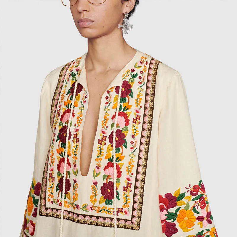 GUCCI FW21 Long-Sleeved Dresses Women's Beige-4