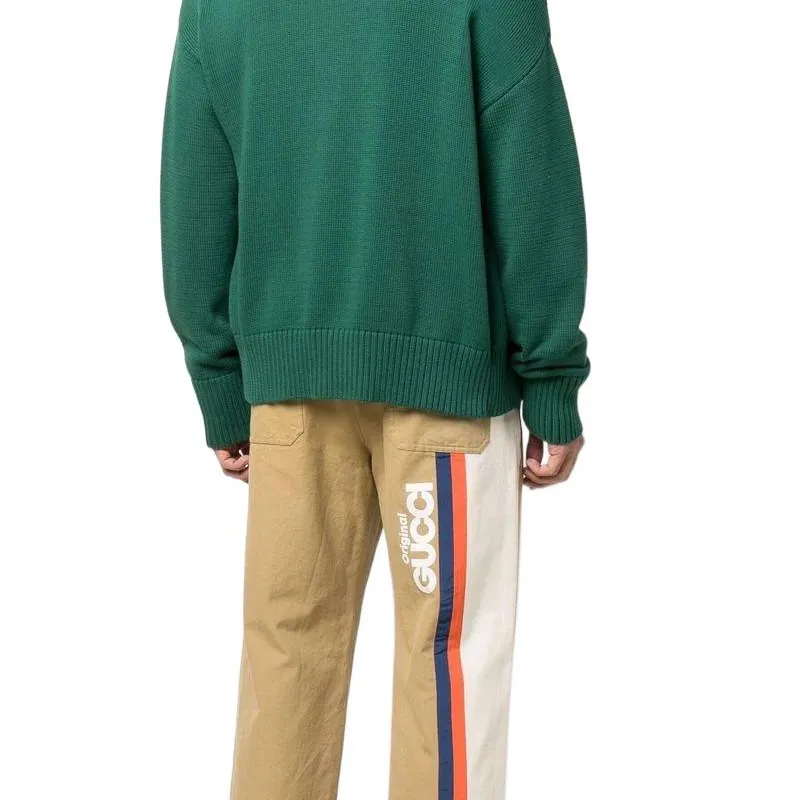GUCCI Logo print Straight leg Trousers-4