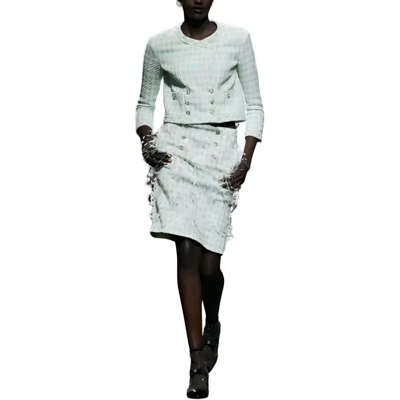 CHANEL Jackets Coats Women's Light Blue-3