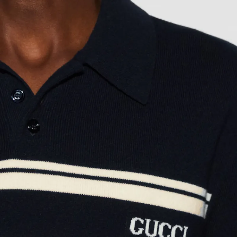 GUCCI Logo jacquard Polo Shirt-4