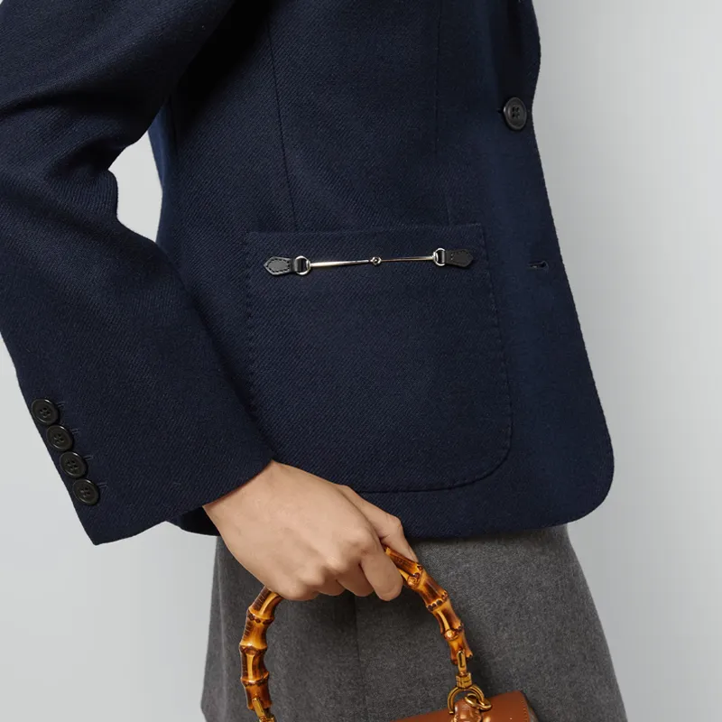 GUCCI Horsebit Detailed Buttoned Blazer-4