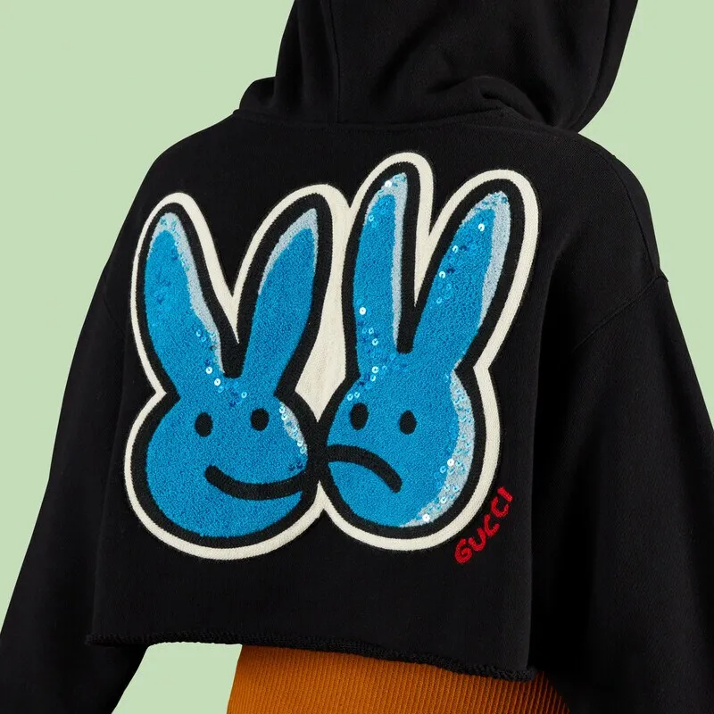 GUCCI Graffiti print Cropped Hoodie-4