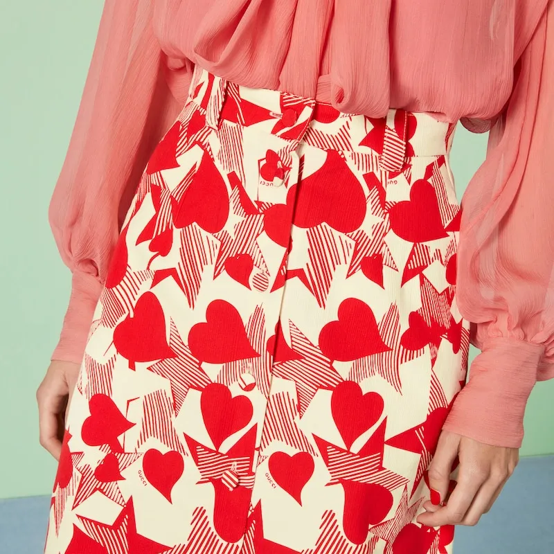 GUCCI Valentine's Day Collection FW23 Casual Long Skirt Women's Red-4