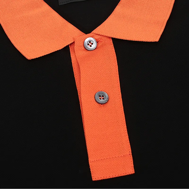 PRADA Polo Shirts Men Black Orange-3