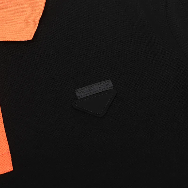 PRADA Polo Shirts Men Black Orange-4