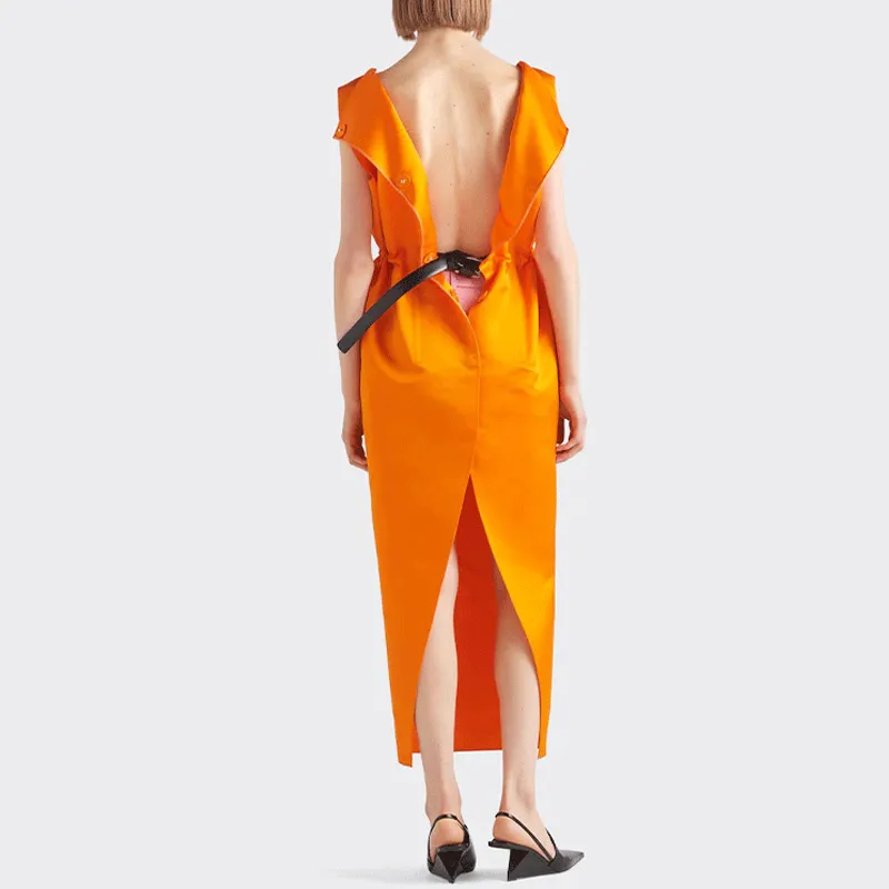 PRADA SS22 Sleeveless Dress Women's Orange-2