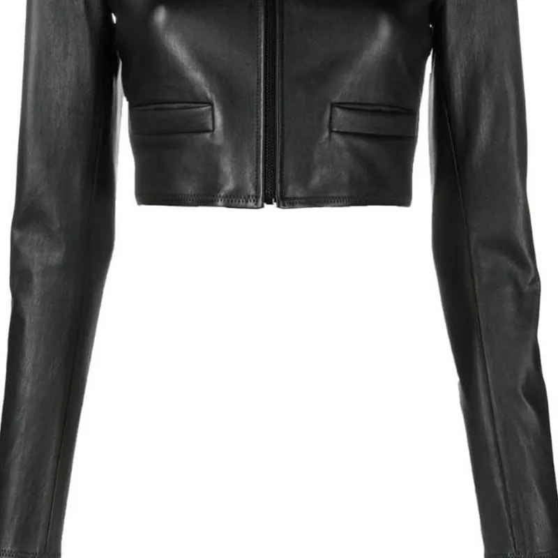 PRADA Cropped Nappa Leather Jacket-3