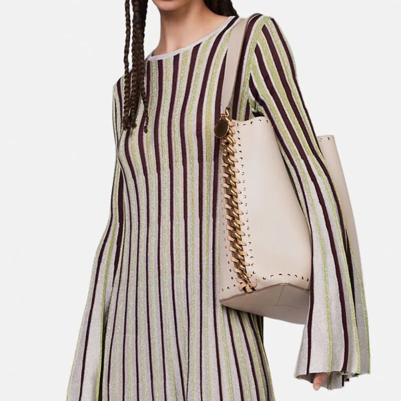Stella McCartney Lurex detail Striped Maxi Dress-5
