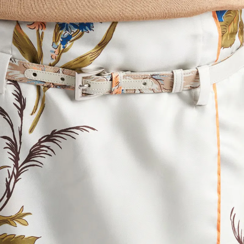 PRADA Floral Printed Belted Skirt-4