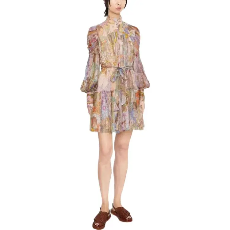 Zimmermann Kaleidoscope Lurex Long-Sleeved Mini Dress-2