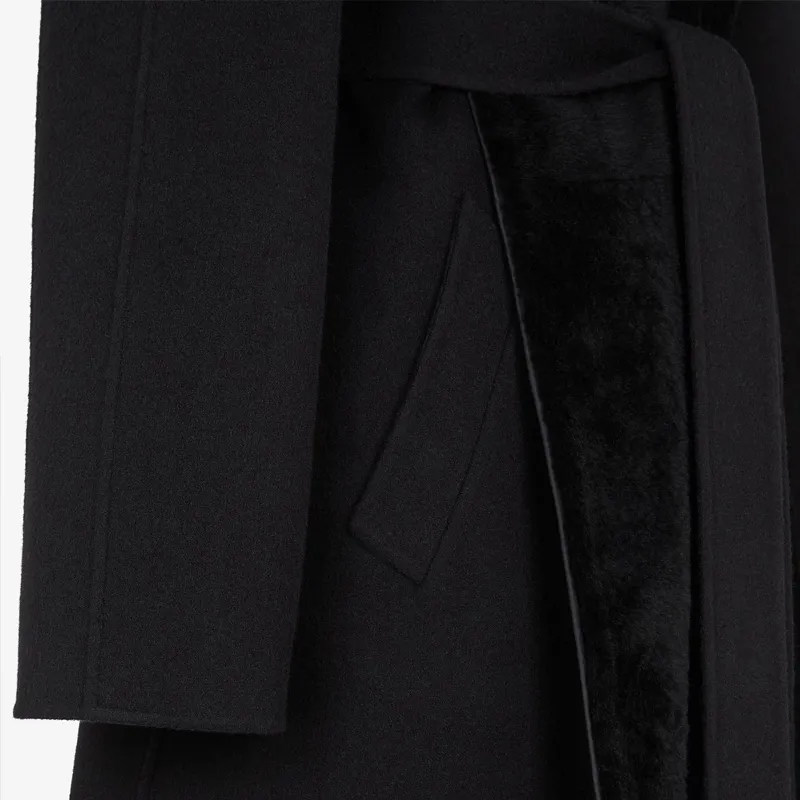 FENDI Wrap Style Belted Waist Cocoon Coat-2