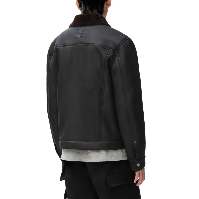 LOEWE FW24 Leather Jacket Men's Black-3